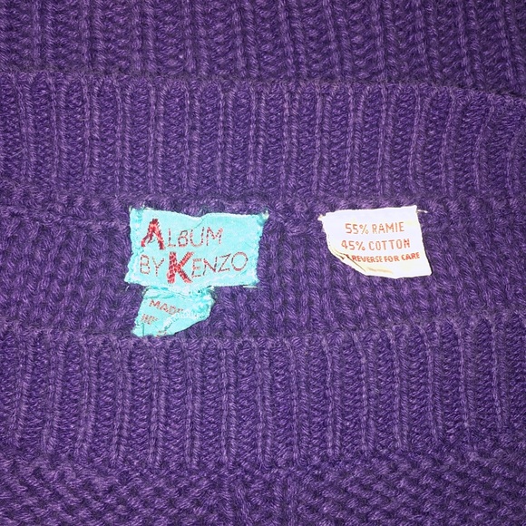 Vintage Kenzo Purple Chunky Knit Boat Neck Sweater - Picture 4 of 4